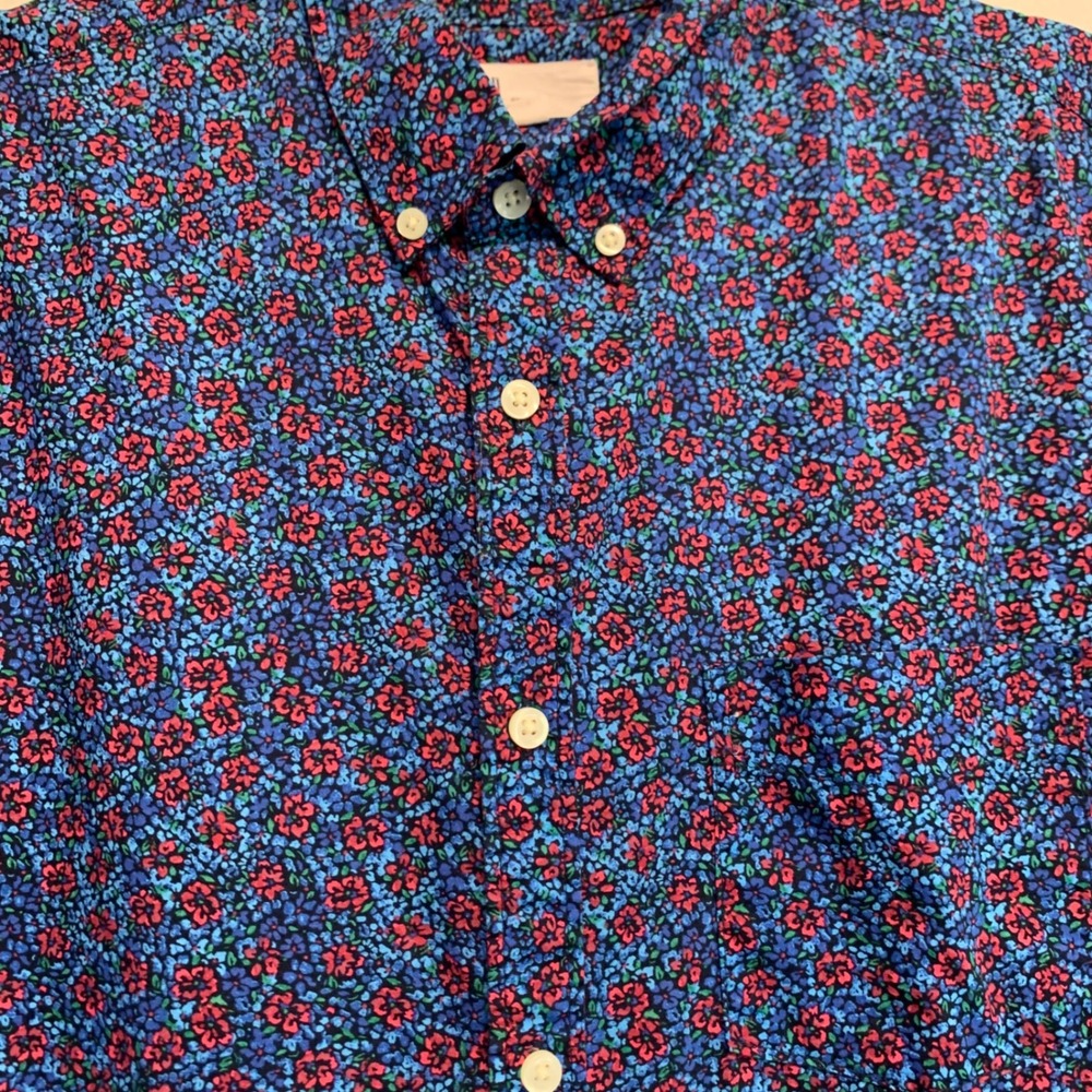 Gap MicroFloral Button Down Shirt Large Slim Fit Preppy Modern Classic Coastal - Picture 4 of 6